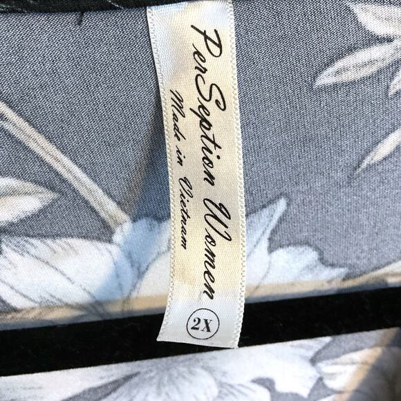 PERSEPTION CONCEPT Dress Plus Size 2X Black Floral Faux Wrap Style - Picture 4 of 10